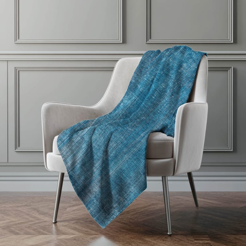 Premium Machine Washable Ombre Solid Sherpa Throw Blanket - Blue - 4'2" x 5'10"