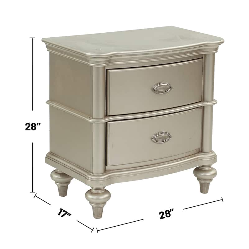 Wood Nightstand with 2 Drawer