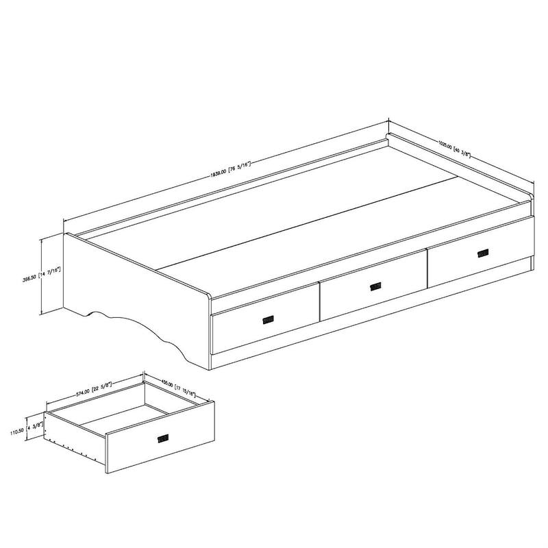 White Twin Size Platform Bed Frame with 3 Storage Drawers Perfect Bed for Dorms
