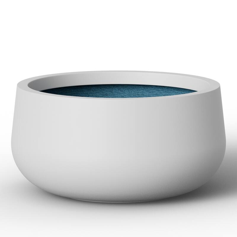 Enhanced Interior Round Concrete Plant Pot/Planter - 11 x 6 in - Pearl White(Enhanced Interior)