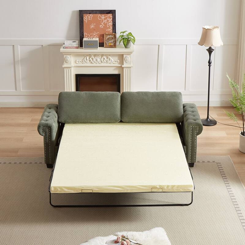 FX 83.8" Convertible Sleeper Sofa Bed, 2-in-1 Pullout Sofa Bed, Polyester Sleeper Sofa Bed with Folding Mattress