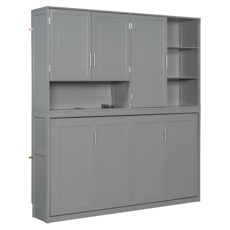 Twin Size Murphy Bed with Storage - Multi-Functional Fold-Up Design, Industrial-Grade MDF/Plywood Construction