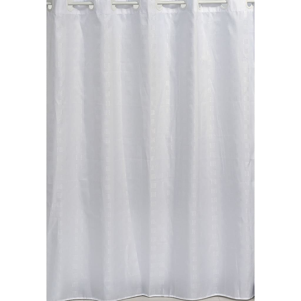 Extra Long Shower Curtain Polyester Hook Less Cubic 79"L x 71"W
