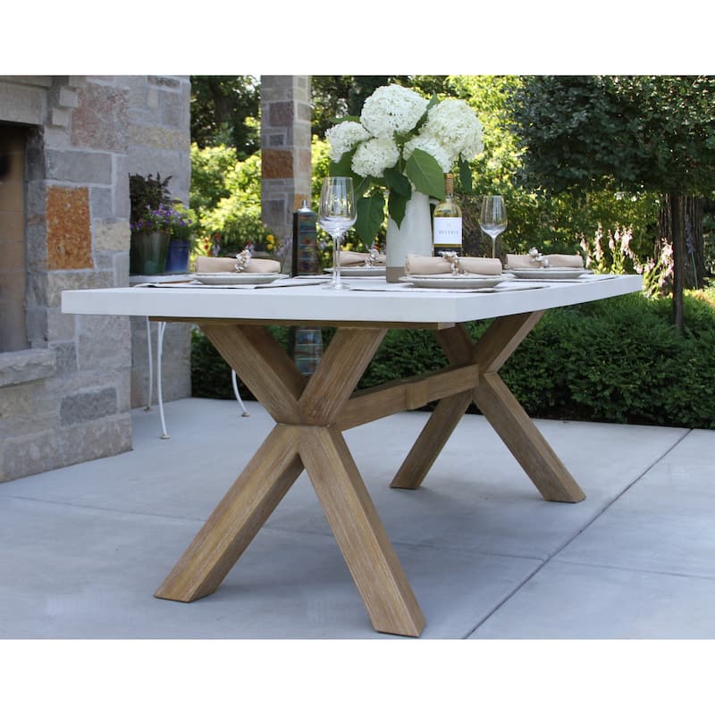 Cordelia 7-Piece Ivory Composite and Eucalyptus Wash Dining Set