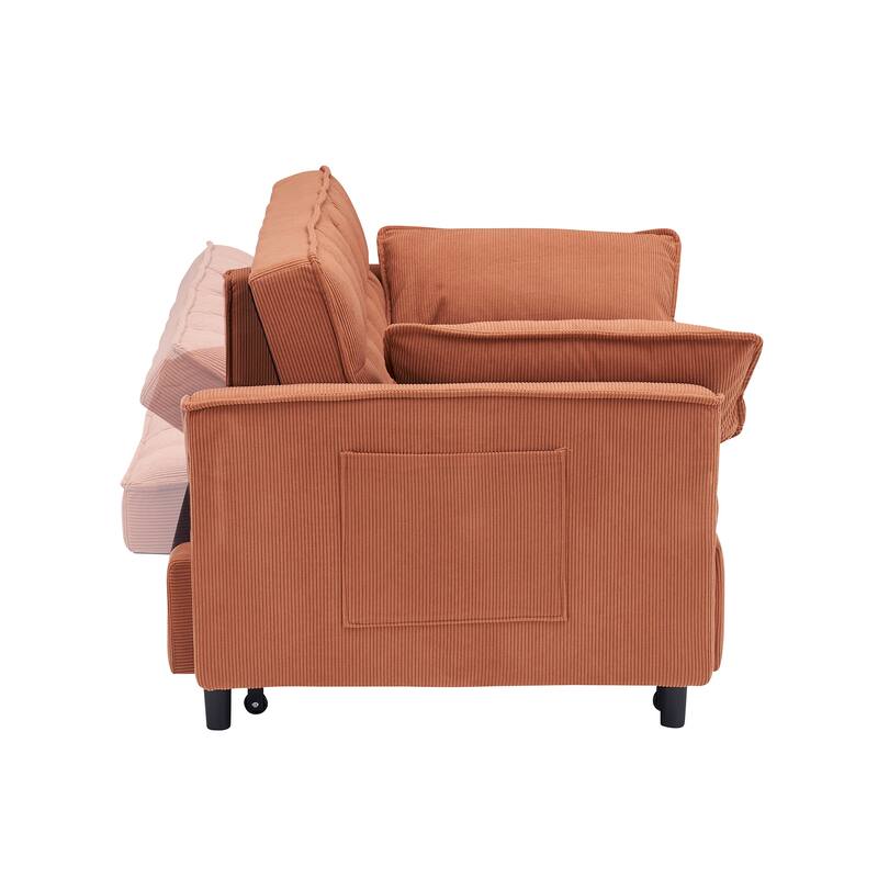55" 3-in-1 Double Pull-Out Sofa Bed for Living Room