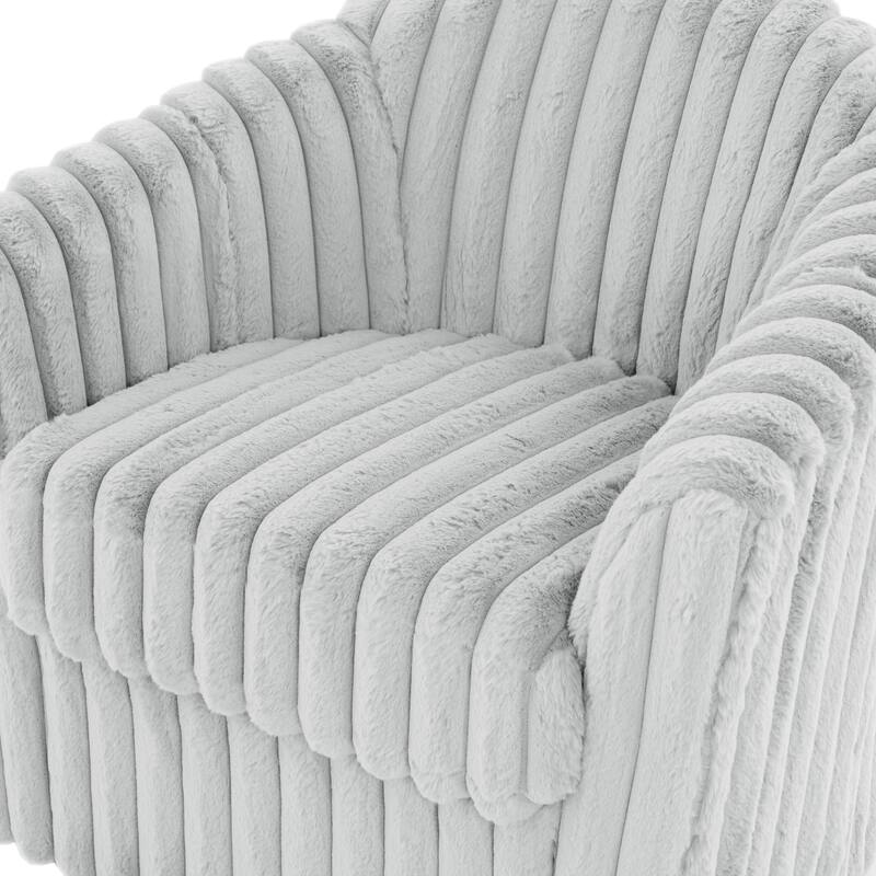 2 Set Modern 49" Upholstered Plush Corduroy Swivel Barrel Accent Chair