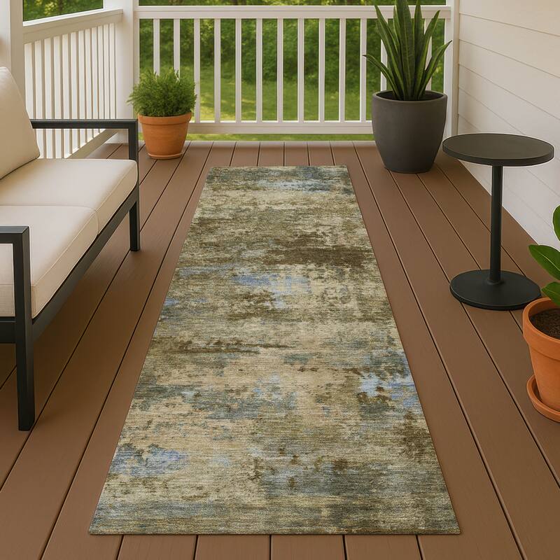 Machine Washable Indoor/ Outdoor Modern Solid Chantille Rug - Brown - 2'3" x 7'6"