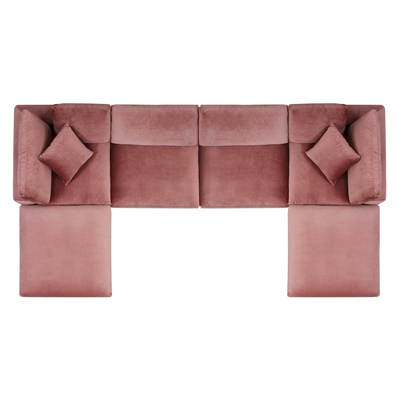 Commix Down Filled Overstuffed Velvet 6-Piece Sectional Sofa