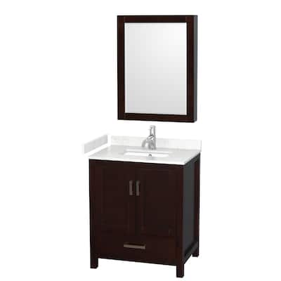 Wyndham Collection Sheffield 30" Single Bathroom Vanity, Carrara