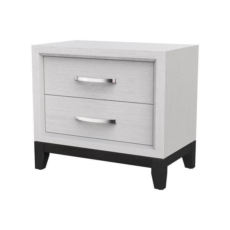 Contemporary White Solid Wood 2-Drawer Nightstand End Table