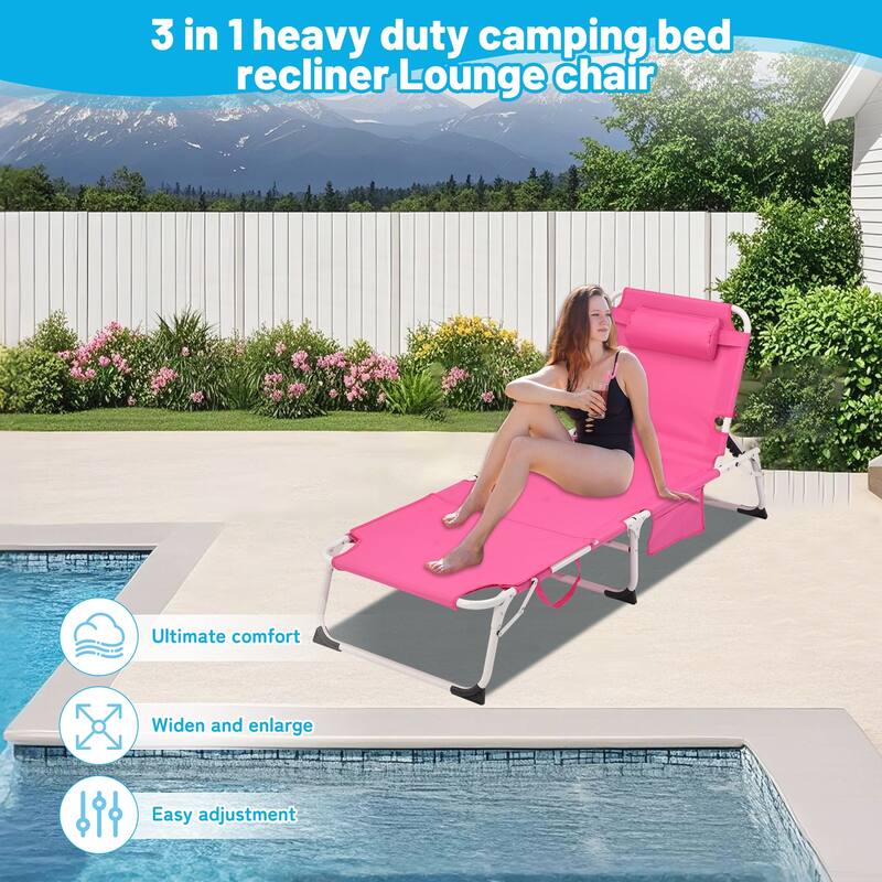 3-in-1 Heavy Duty Tanning Chair with Face Hole