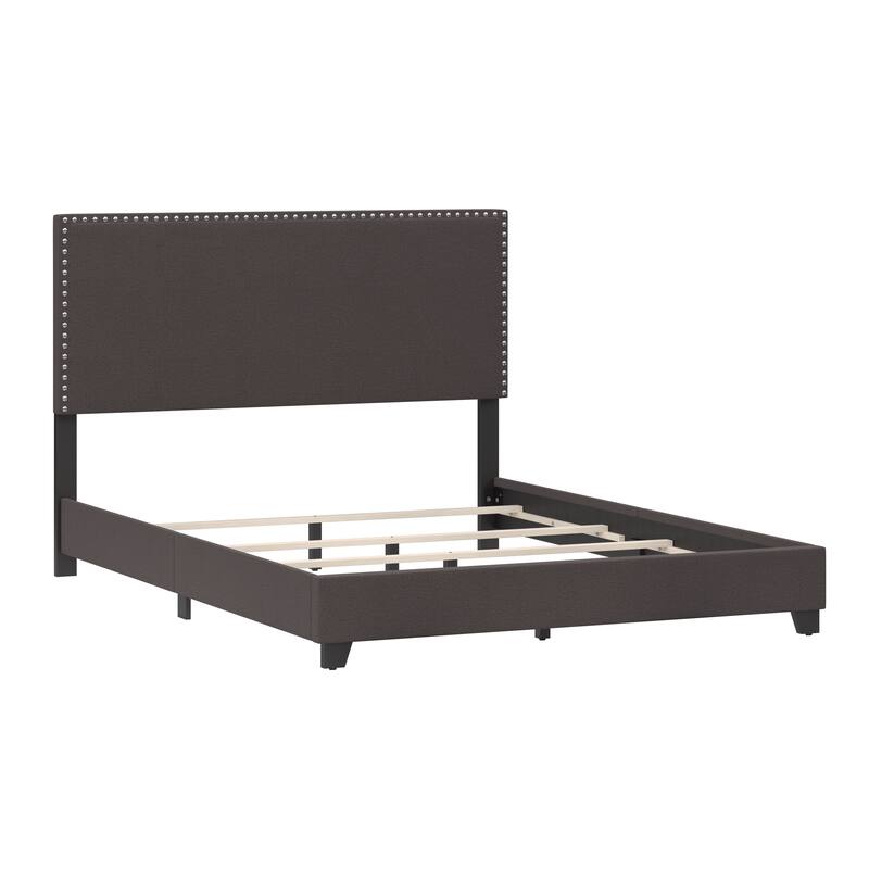 Gayle Nailhead Trim Upholstered Bed, by Hillsdale