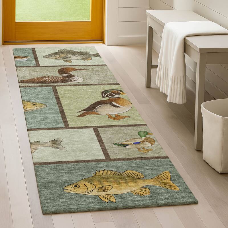 Machine Washable Indoor/ Outdoor Cabin Lodge Chantille Rug