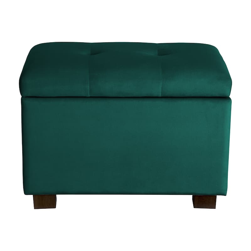 Velvet Storage Ottoman - Green