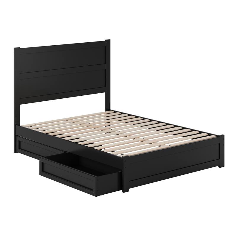 Aveline Wood Platform Bed with Matching Footboard & Storage Drawers