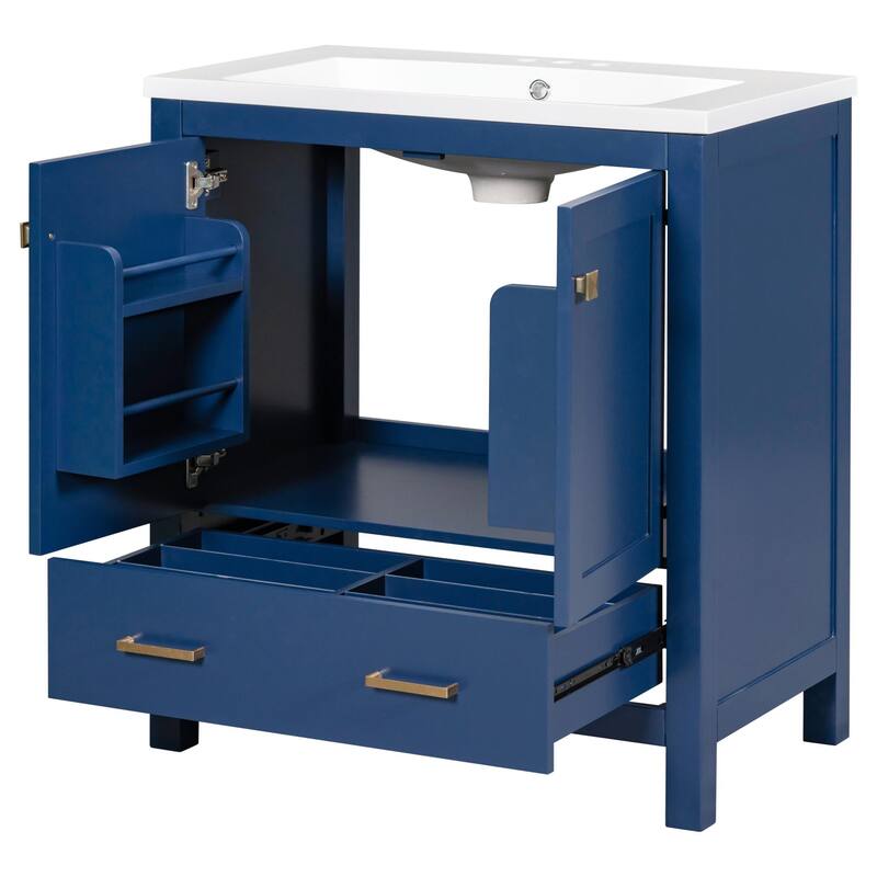 30" Bathroom Vanity with Single Sink, Combo Cabinet, 2 Doors, 1 Drawer