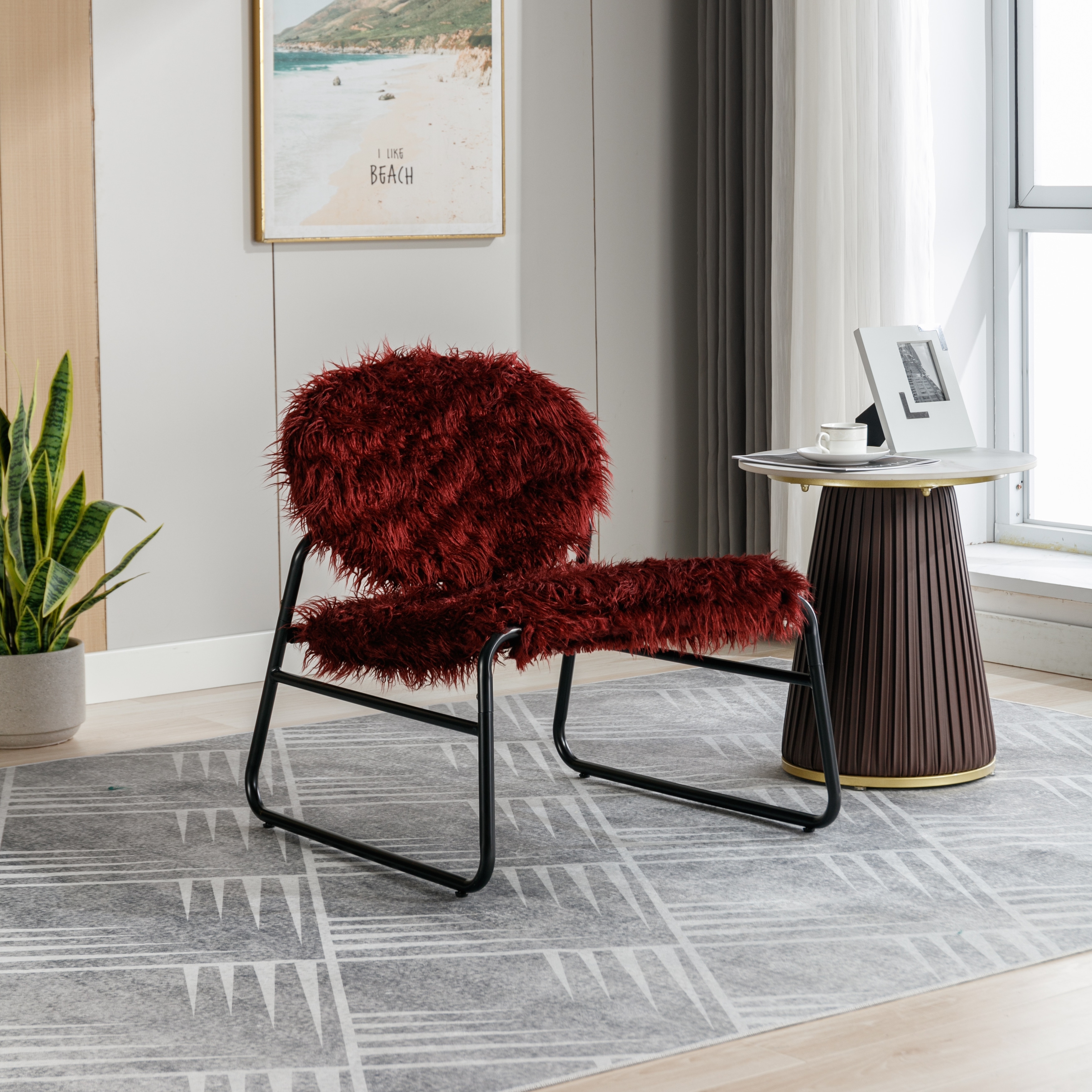 Red armless hotsell accent chair