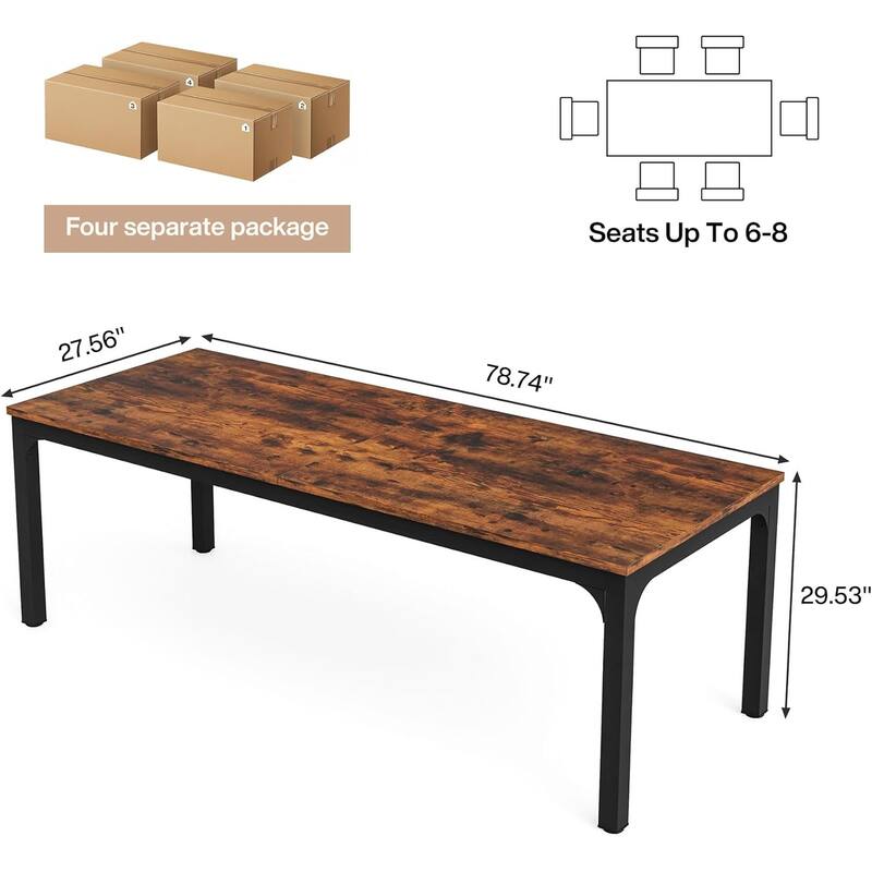 Long Conference Table Set of 4, 13FT Large Rectangle Meeting Seminar Table, 78.74-Inch Business Tables