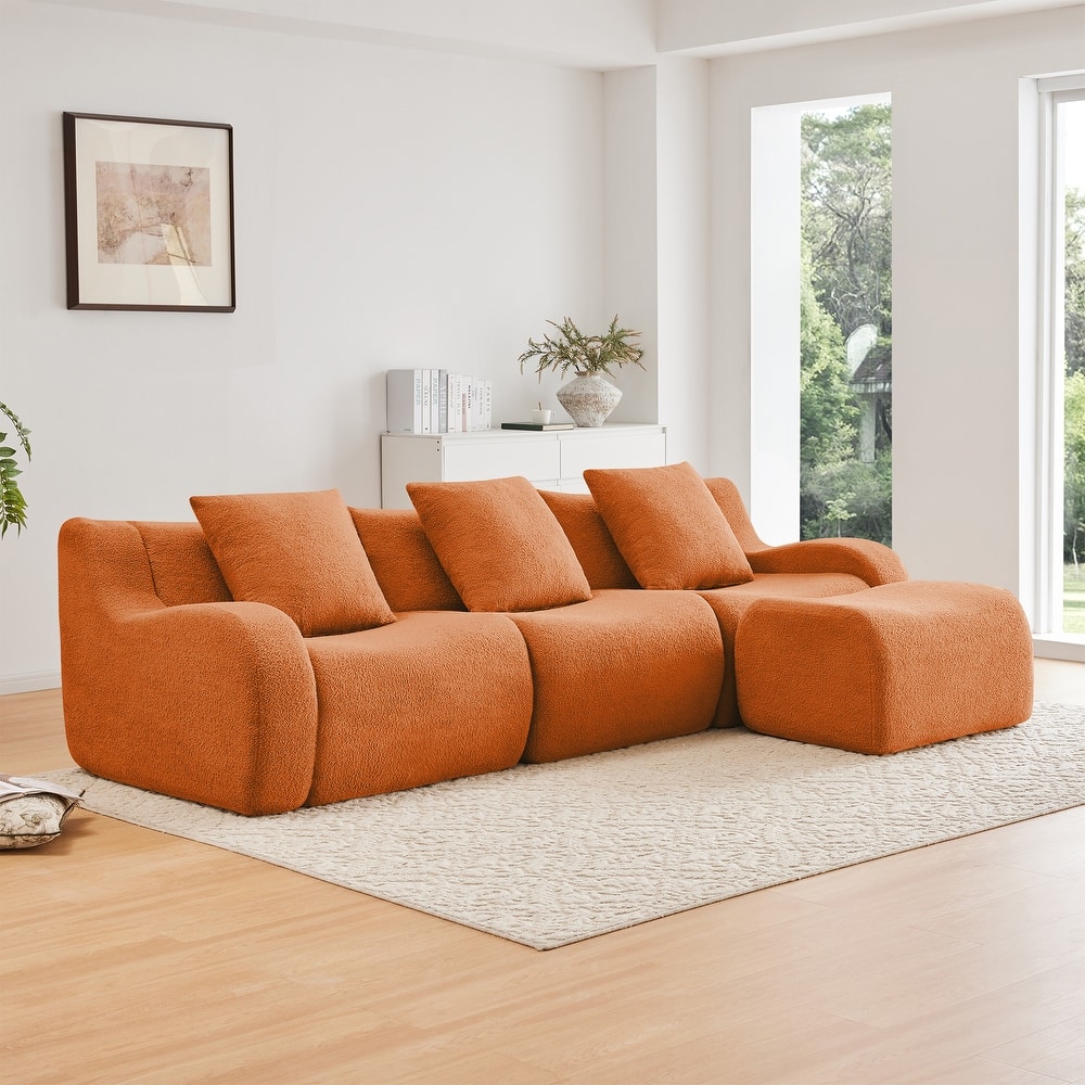 GDF Studio - Fairford 3-Seat Modular Sofa With Curved Armrests & Non-Slip Base
