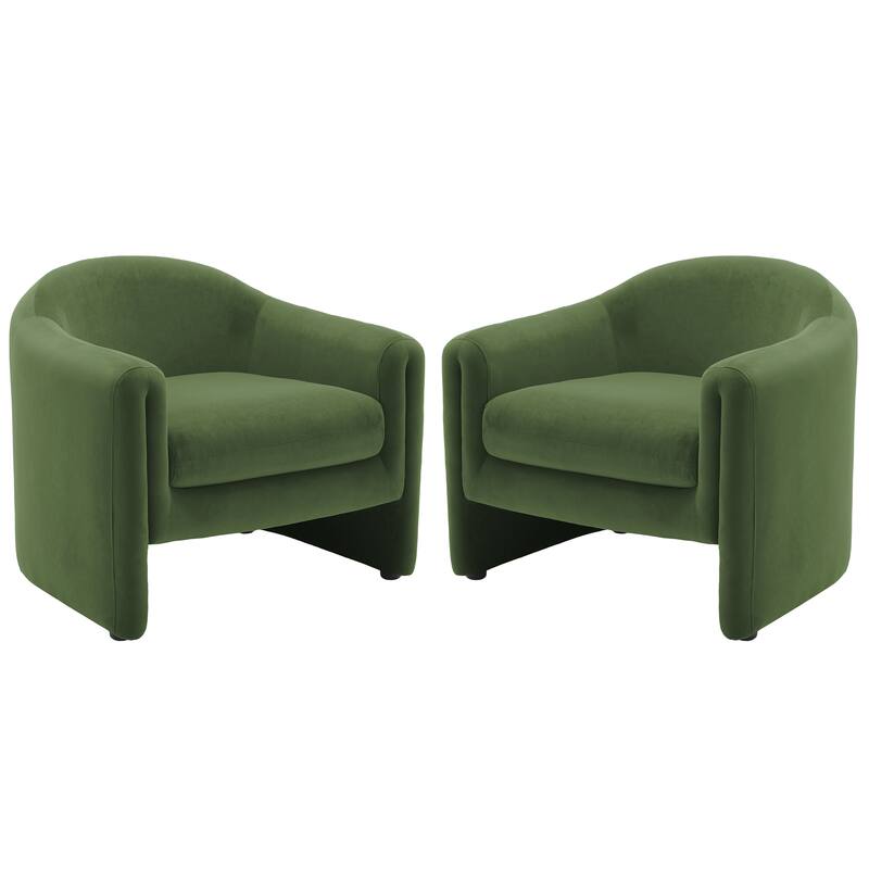 Upholstered Barrel Accent Chair, Low Back Arm Chair(Set of 2)