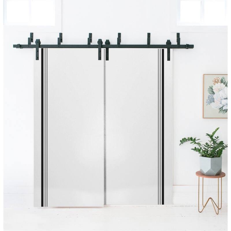 Sturdy Barn Door 36 x 80 Planum 0011 White Silk with 6.6FT