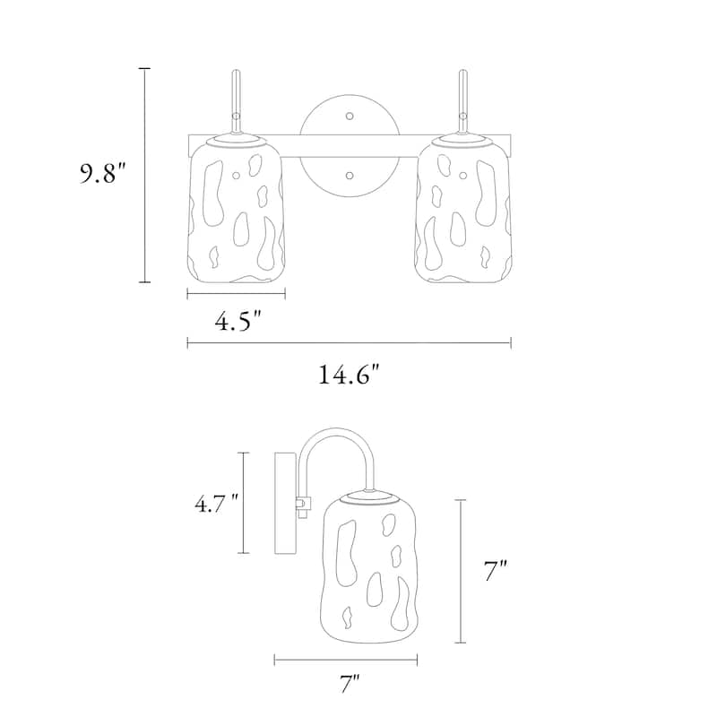 Modern Gold 2/4-Light Bathroom Vanity Lights Textured Glass Wall Sconces