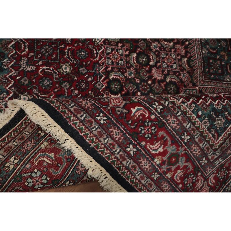 Hand Knotted Oriental 100% Wool Carpet Traditional Floral Black Tabriz-Mahi Area Rug - 9' 0'' X 5' 11''