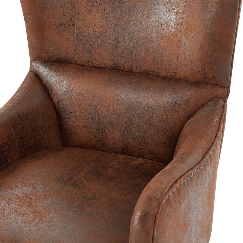 Roomfitters High Back Wingback Accent Chair with Studded Trim, Upholstered Armchair for Living Room, Bedroom and Study, Brown