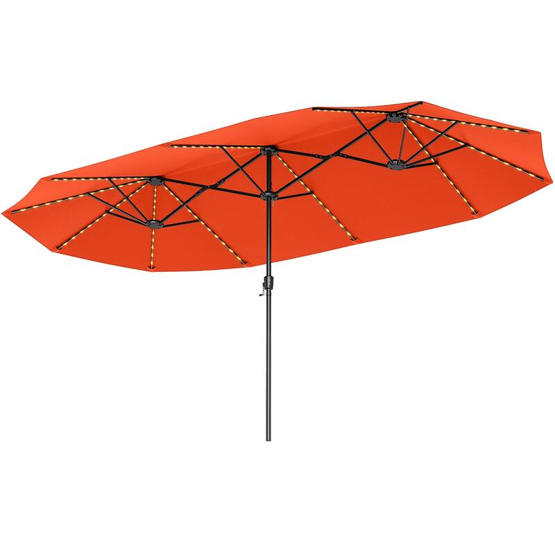 Costway 15.5 FT Extra-Large Patio Umbrella with LED Solar Lights & 12 - See Details