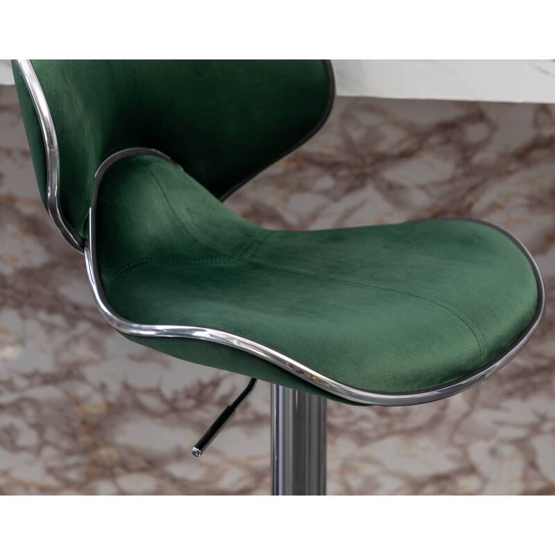 Roundhill Furniture Masaccio Velvet Upholstered Adjustable Swivel Barstool, Set of 2