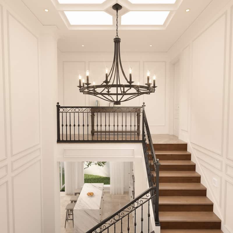 Fidenza 12-light Modern Farmhouse Empire Wagon Wheel Chandelier with UL - D40'' * H135''