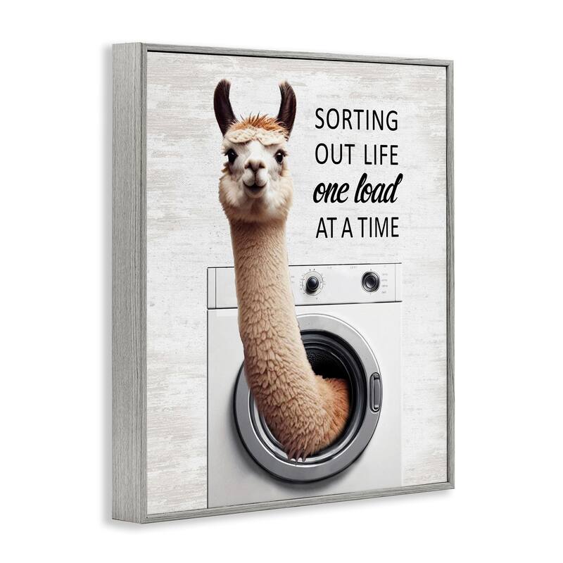 Stupell One Load At A Time Llama Framed Giclee Art Design By Lettered and Lined