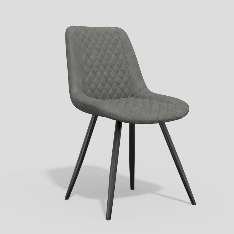 Modern Dining Chairs Set of 2, Top PU Leather Upholstered Dining Room Chairs with Metal Legs, Ergonomic Kitchen Chairs