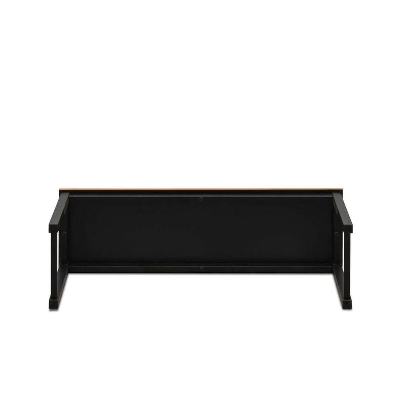 HomeStock 3-Piece Solid Wood Laminate Top Black and Brown Finish Dining Set - 1 Dining Table and 2 Benches in Powder Coating