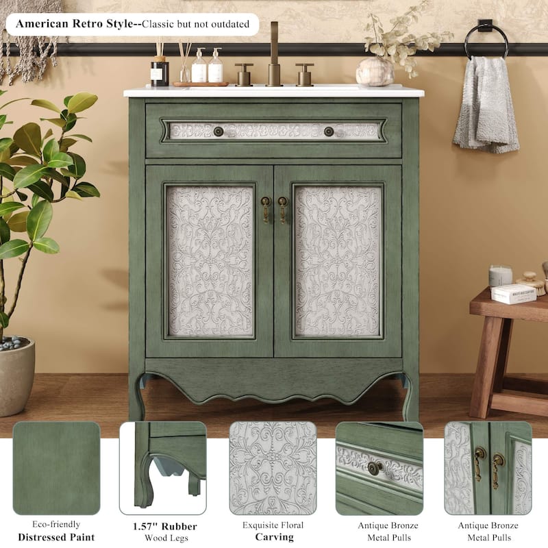 Christopher Knight Home 30" Bathroom Vanity with Ceramic Sink