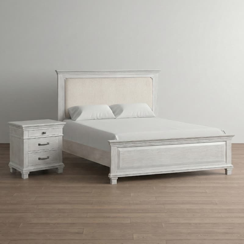 Furniture of America Eleanor Modern Rustic 2-Piece Weathered Grey Wood Panel Bedroom Set with Dentil Molding - Queen