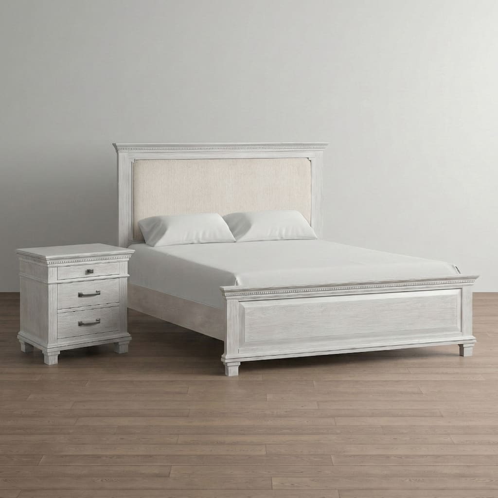 Furniture of America Eleanor Modern Rustic 2-Piece Weathered Grey Wood Panel Bedroom Set with Dentil Molding