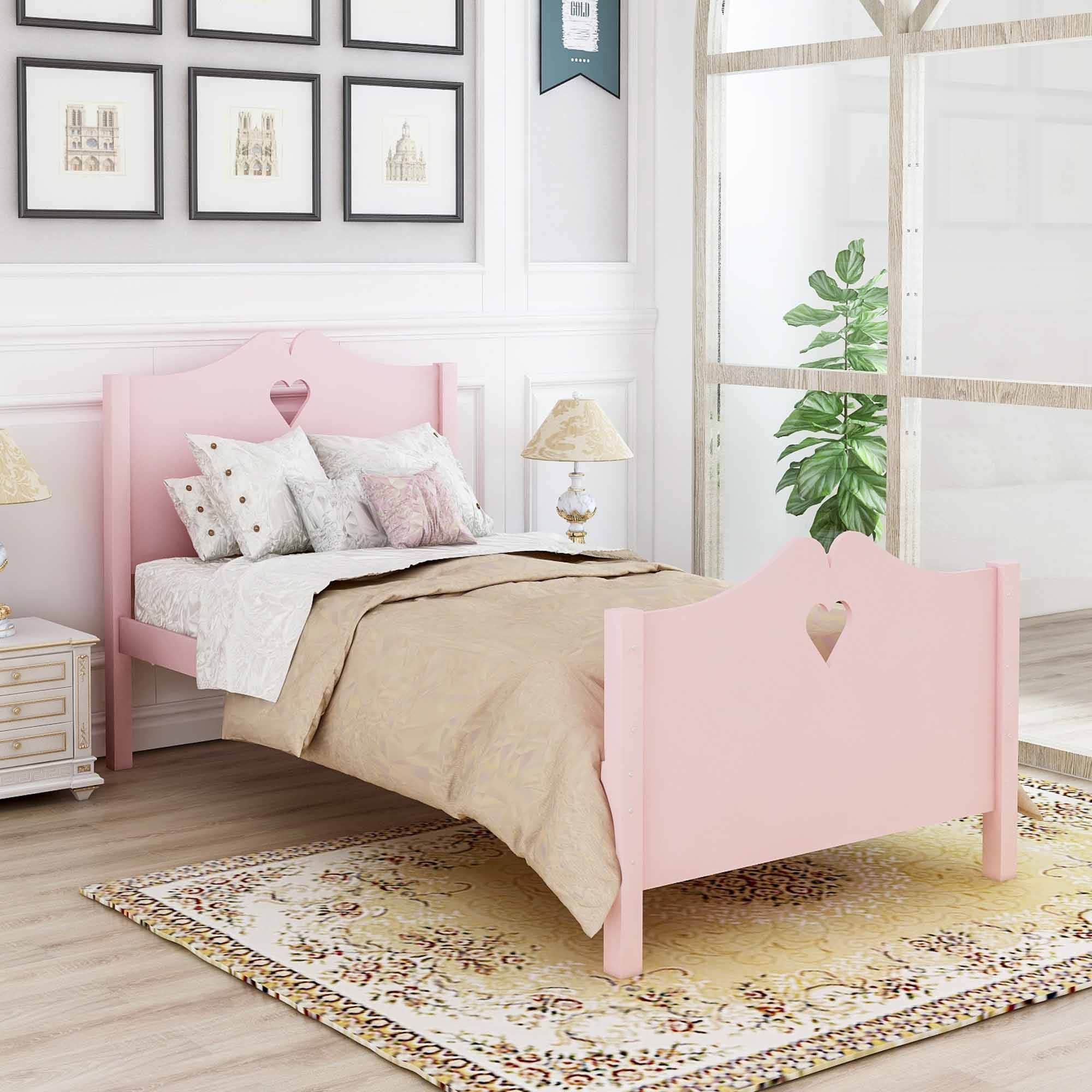 White wood twin platform bed deals