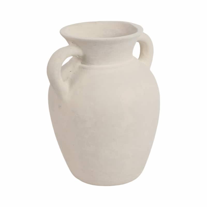 Handcrafted Terracotta Pottery Vase with Amphora Shape and Handles