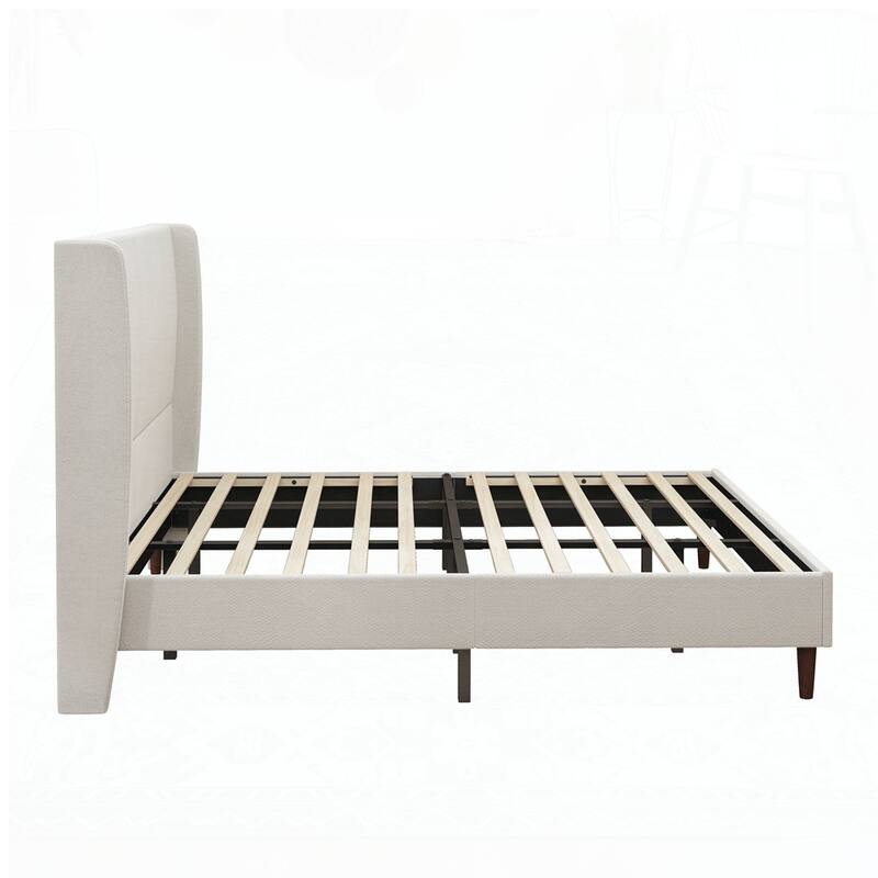 High Headboard Upholstered Bed with 12-Slat Support