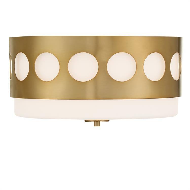 Kirby 2 Light Vibrant Gold Ceiling Mount - 13.37'' W x 6.87'' H - 13.37'' W x 6.87'' H