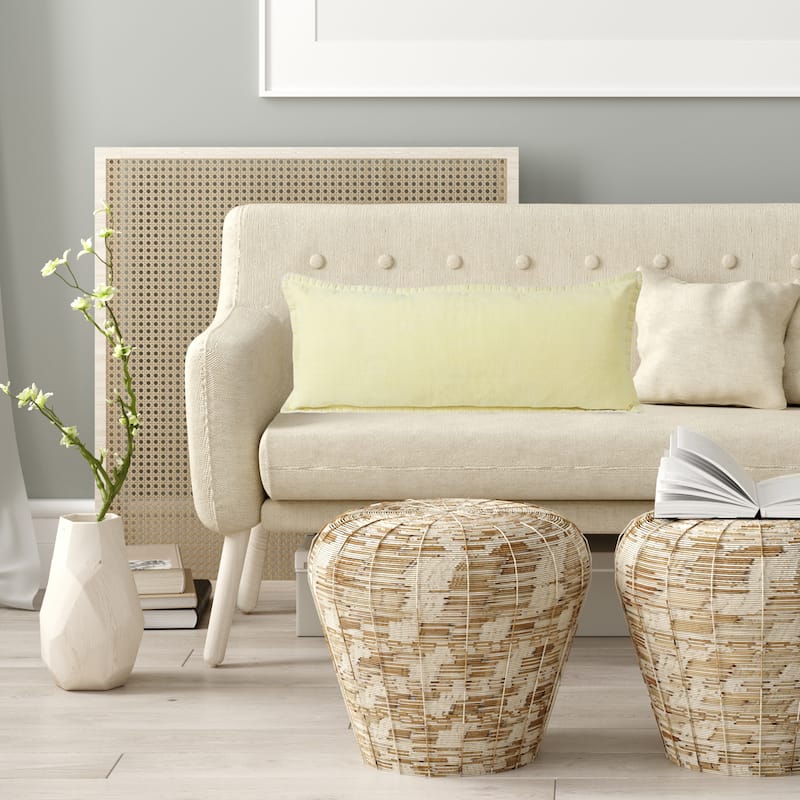 Sevita Guapo Casual Solid Stitched Edge Cotton Throw Pillow