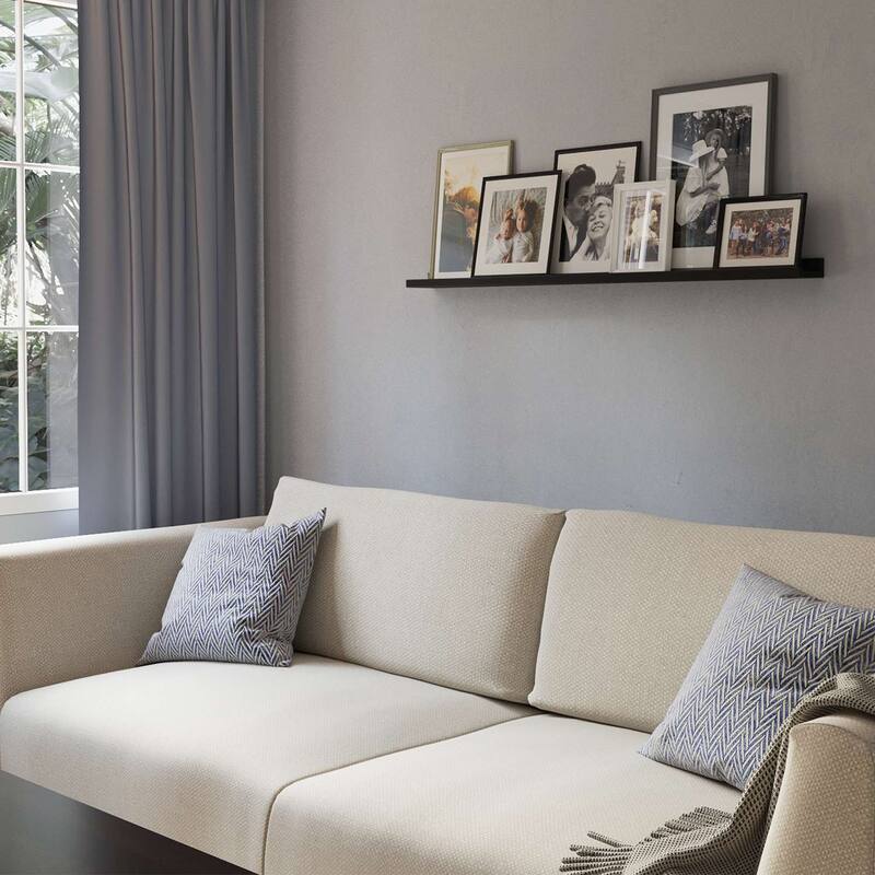 Wallniture Boston 46 Inch Floating Shelves, Black Picture Ledge (Set of 2)