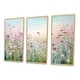 preview thumbnail 8 of 11, Designart "Wild Flowers Meadows" Flower Field Framed Art Set of 3 - Traditional Wall Art Set Purple Wall Decor 3 Pieces