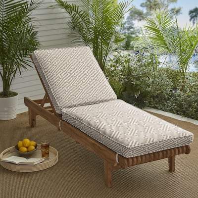 Sorra Home Outdura Labyrinth Ochre Indoor/Outdoor Corded Chaise Lounge Cushion