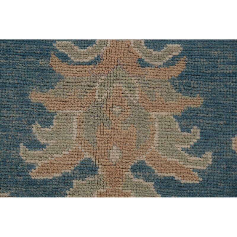 Hand Knotted Oriental 100% Wool Carpet Transitional All-Over Navy Blue & Blues Oushak Area Rug - 12' 0'' X 8' 9''