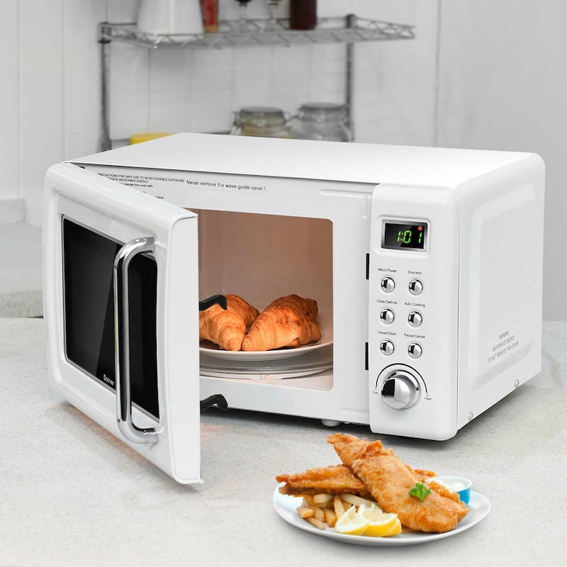 Costway 0.7Cu.ft Retro Countertop Microwave Oven 700W LED Display