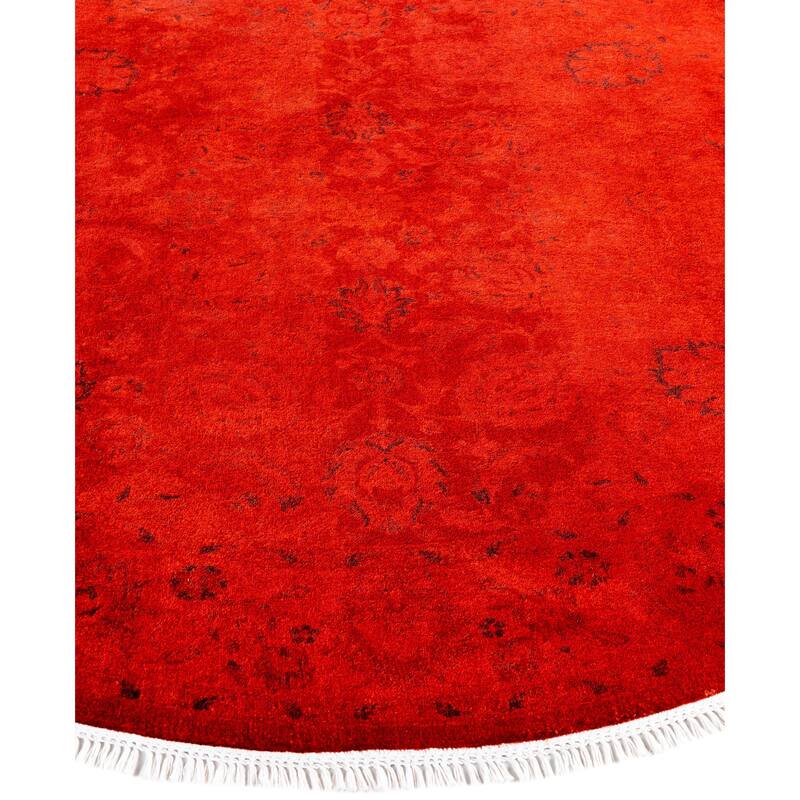 Overdyed One-of-a-Kind Hand-Knotted Area Rug - Red - 5' 1" x 5' 1"