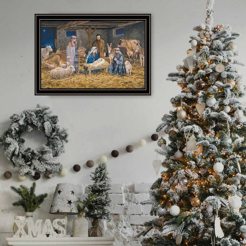 Framed Wall Art - The Greatest Gift: Birth of Christ (Nativity), Black Frame