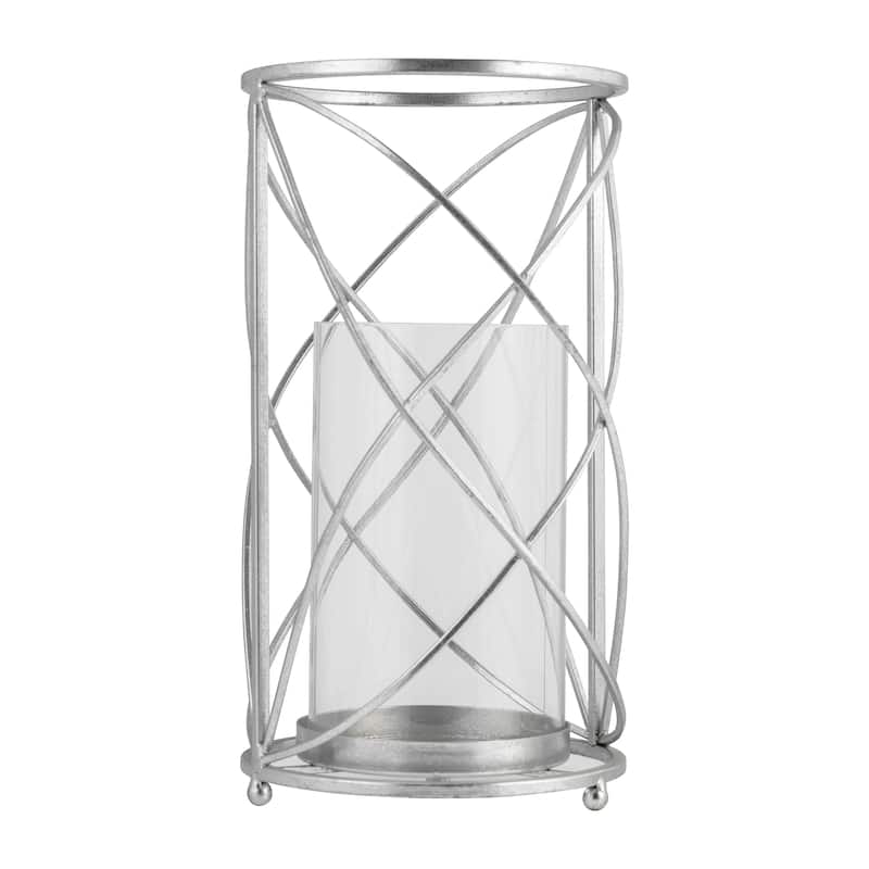 Metal Glass Open Frame Pillar Candle Holder